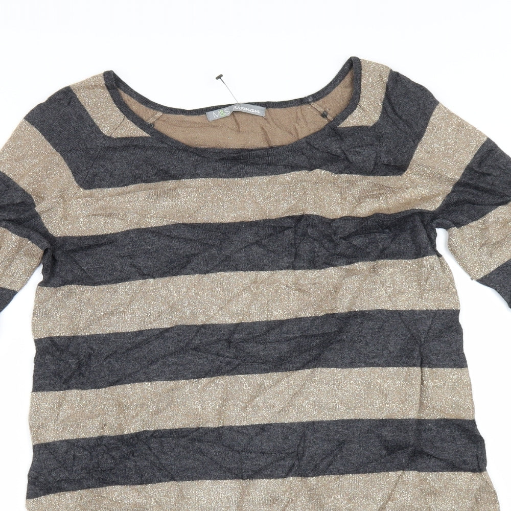 Marks and Spencer Womens Gold Striped  Jumper Dress  Size 14