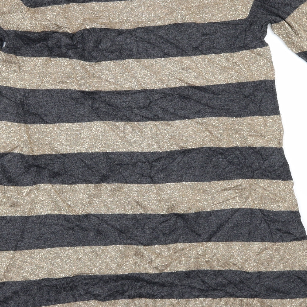 Marks and Spencer Womens Gold Striped  Jumper Dress  Size 14