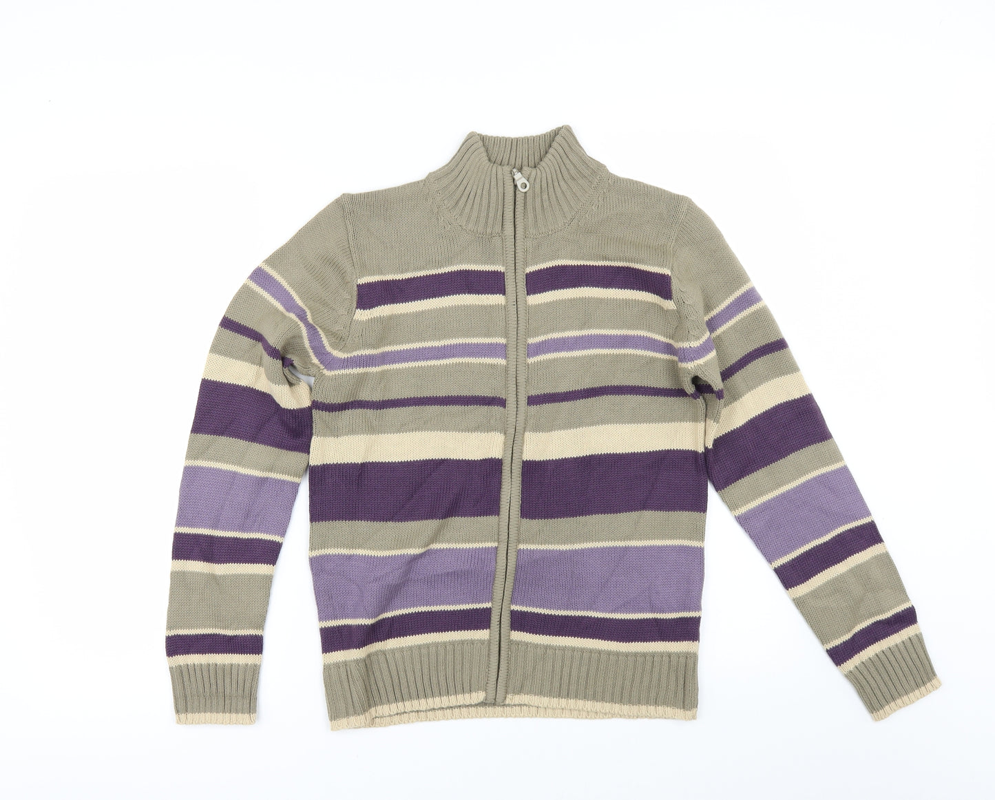 Intown Womens Brown Striped  Cardigan Jumper Size S