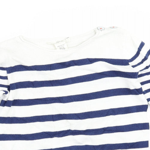 H&M Girls White Striped  Pullover Jumper Size 9-10 Years
