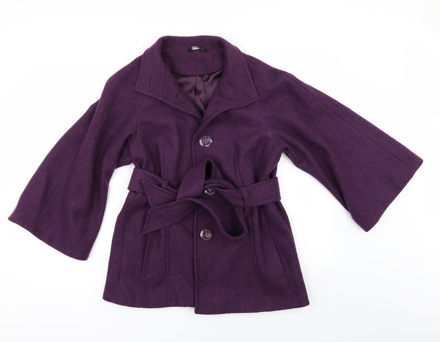 Dunnes Stores Womens Purple   Pea Coat Coat Size 14  - flared sleeves