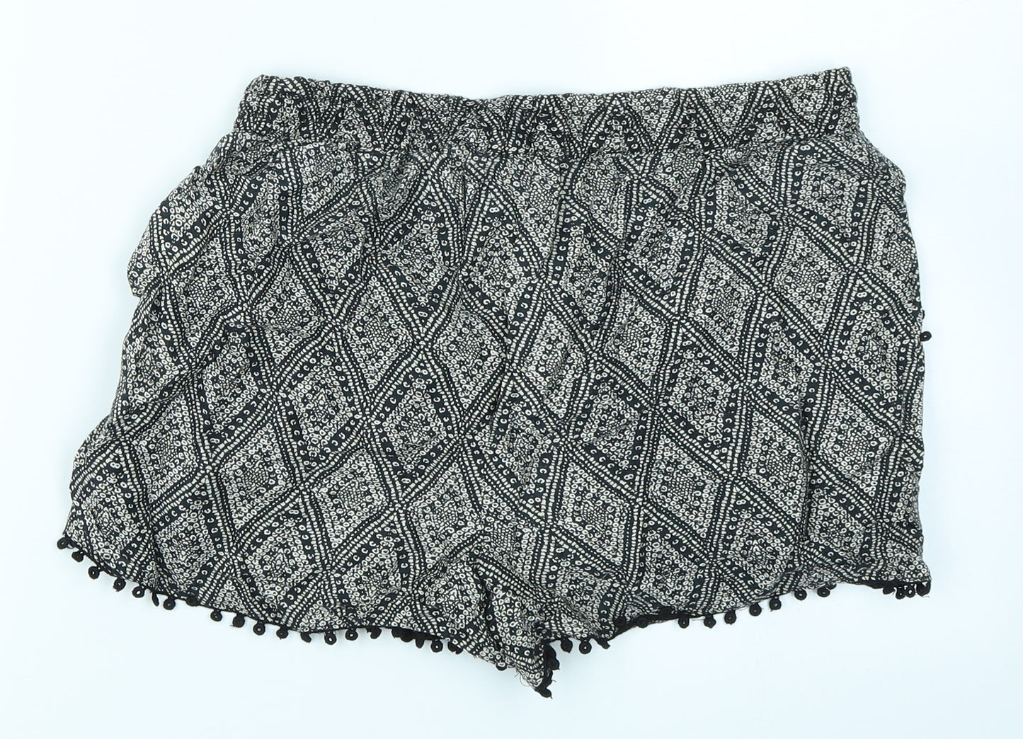 Atmosphere Womens Black Argyle/Diamond  Mom Shorts Size 8