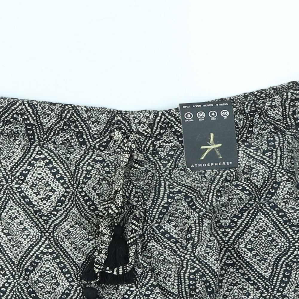 Atmosphere Womens Black Argyle/Diamond  Mom Shorts Size 8