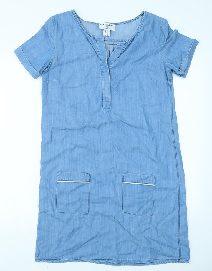 Rick Cardona Womens Blue Denim A-Line Size 10