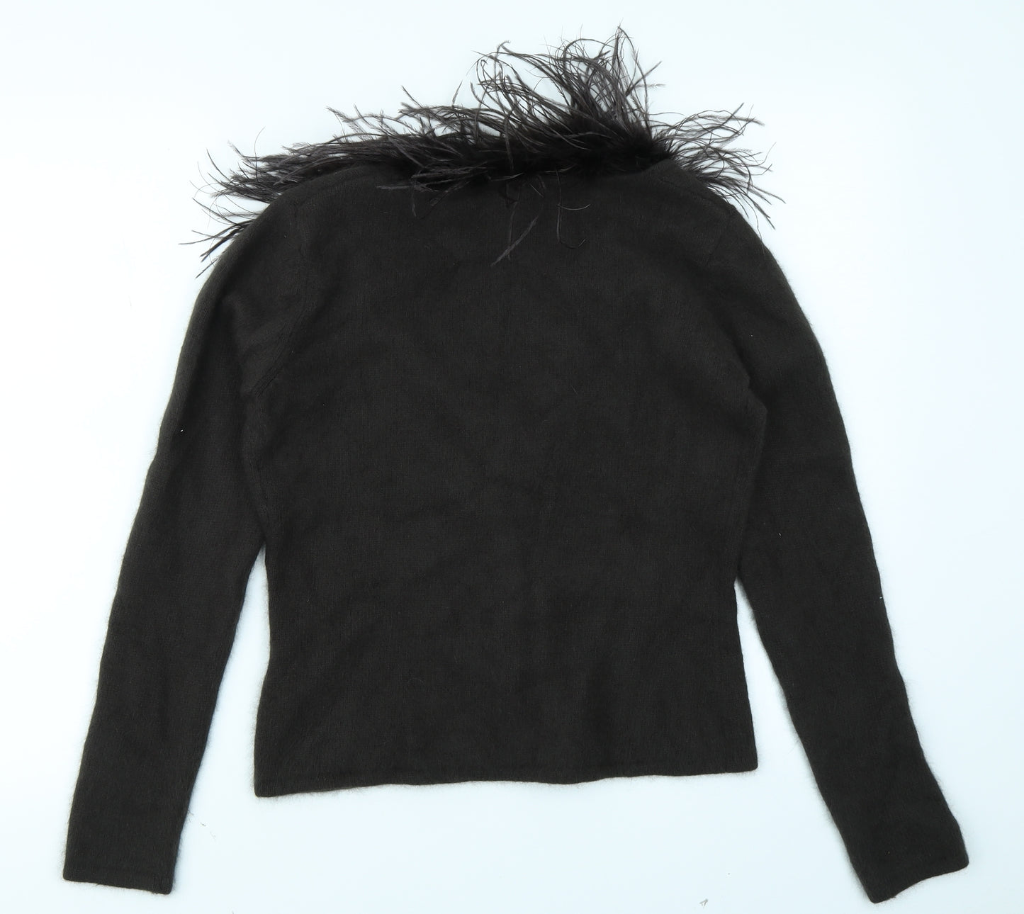 Principles Womens Green  Knit Cardigan Jumper Size 14  - Feather trim