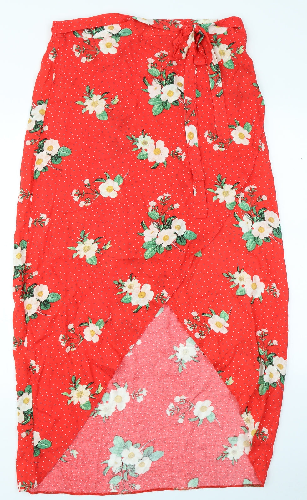 George Womens Red Floral  Wrap Skirt Size 14