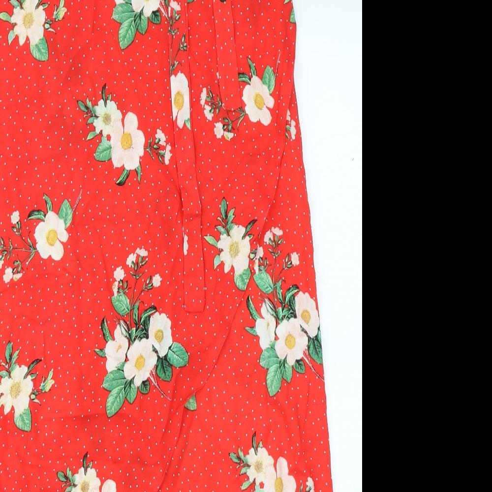 George Womens Red Floral  Wrap Skirt Size 14