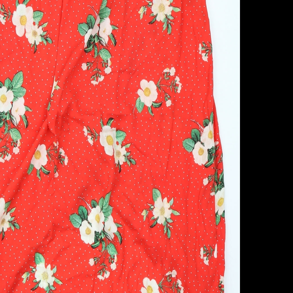 George Womens Red Floral  Wrap Skirt Size 14