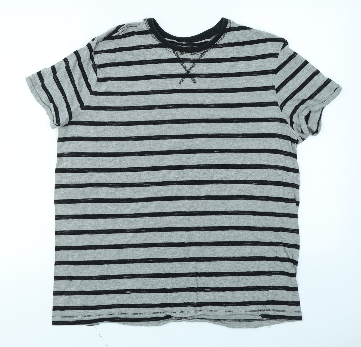 George Mens Grey Striped   T-Shirt Size L