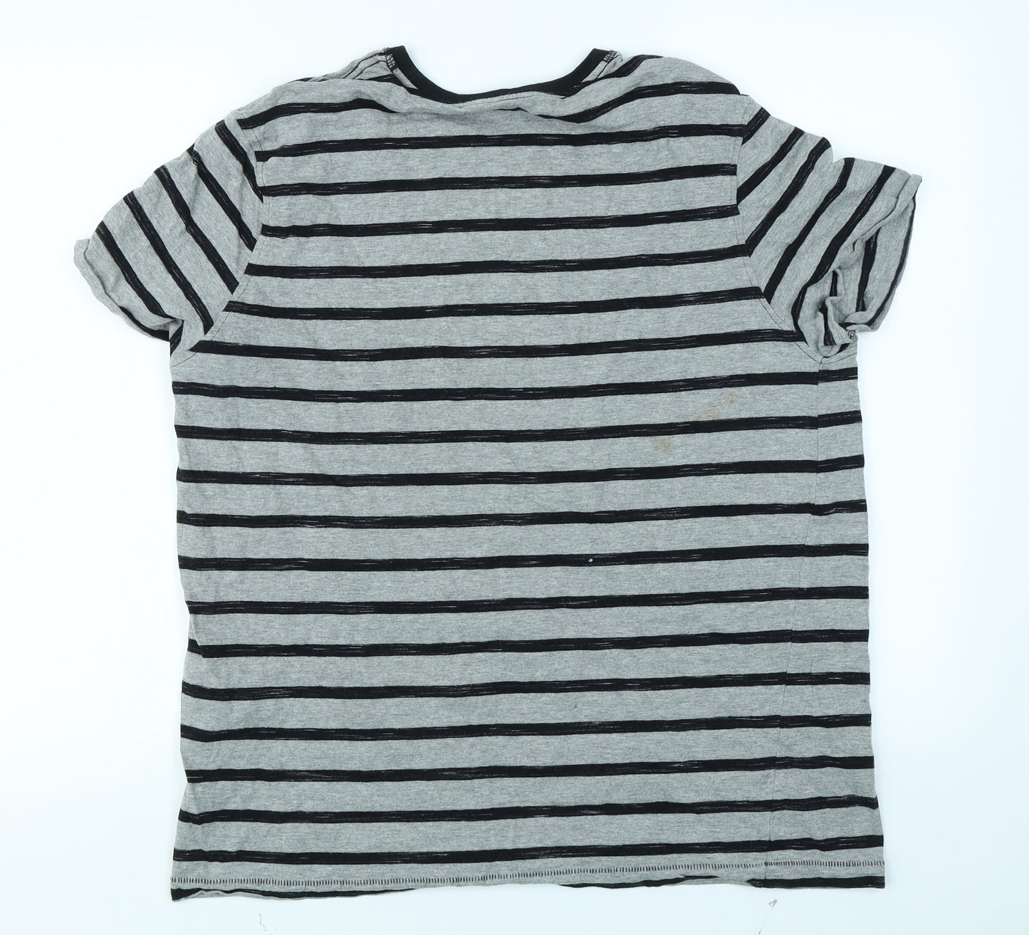 George Mens Grey Striped   T-Shirt Size L