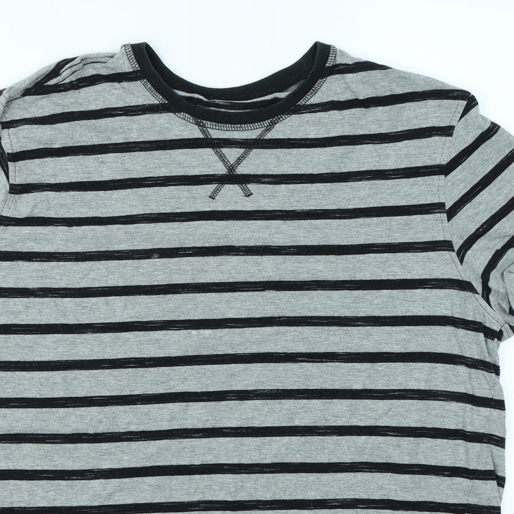 George Mens Grey Striped   T-Shirt Size L