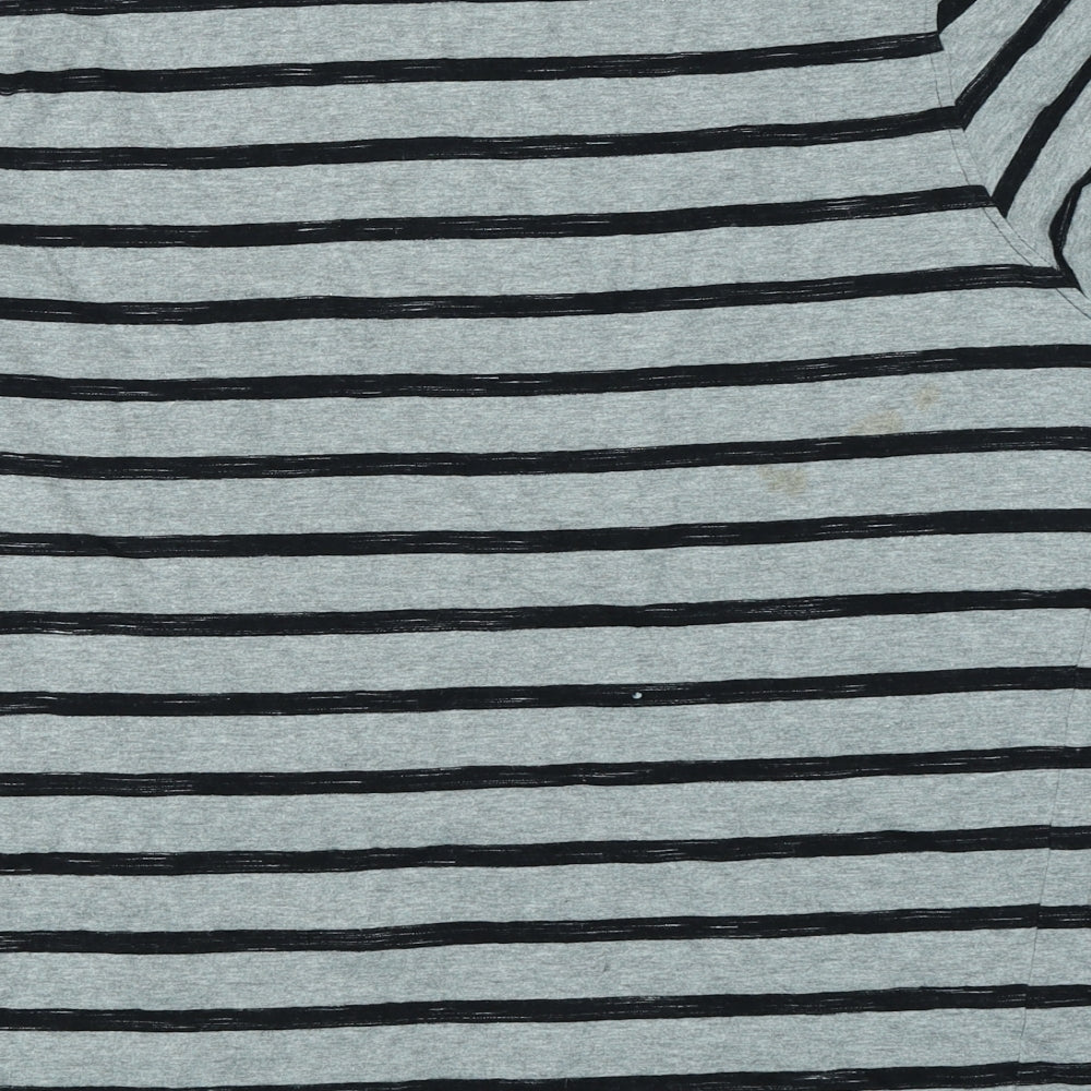 George Mens Grey Striped   T-Shirt Size L