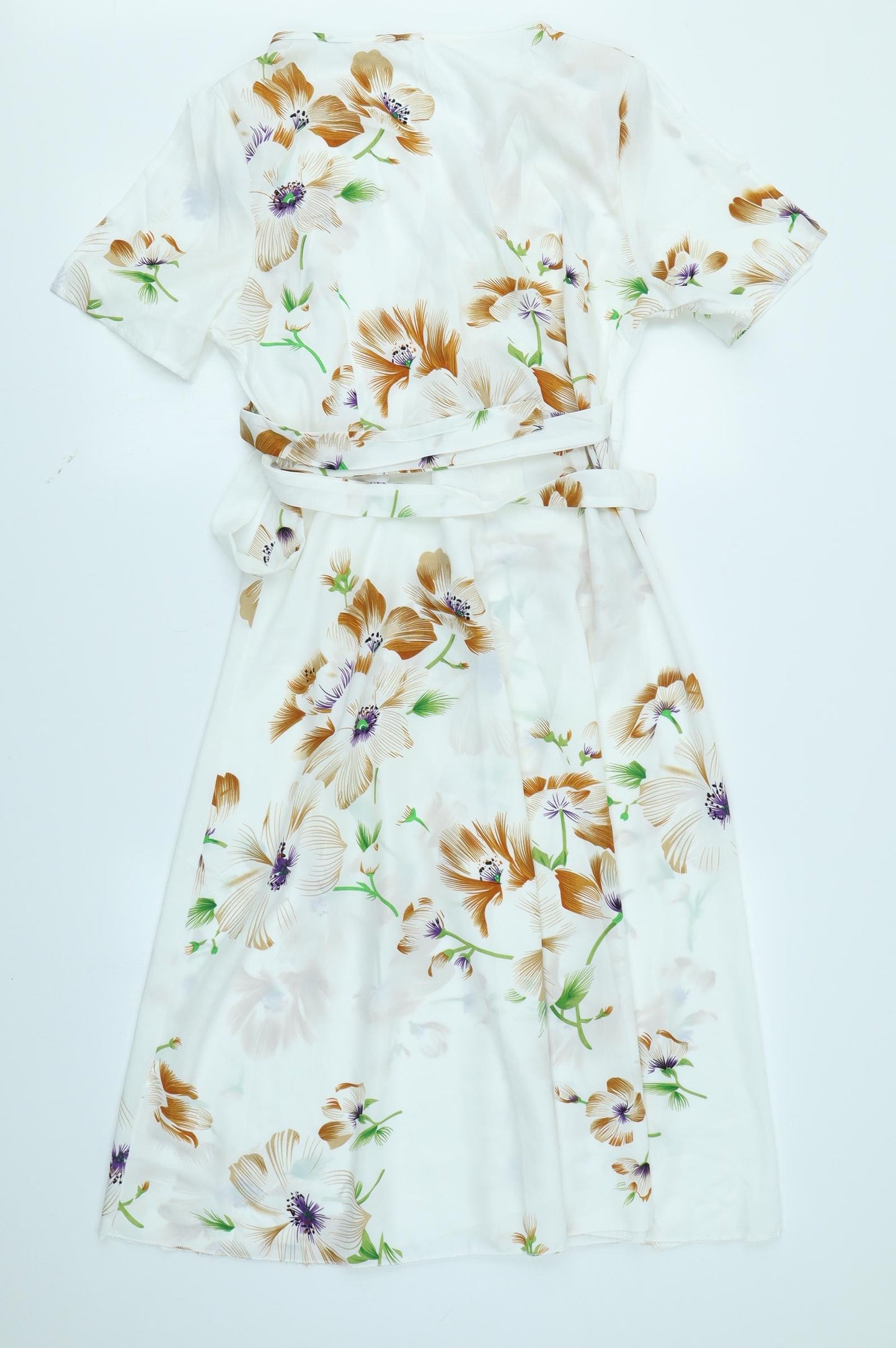 SheIn Womens White Floral  Wrap Dress  Size L