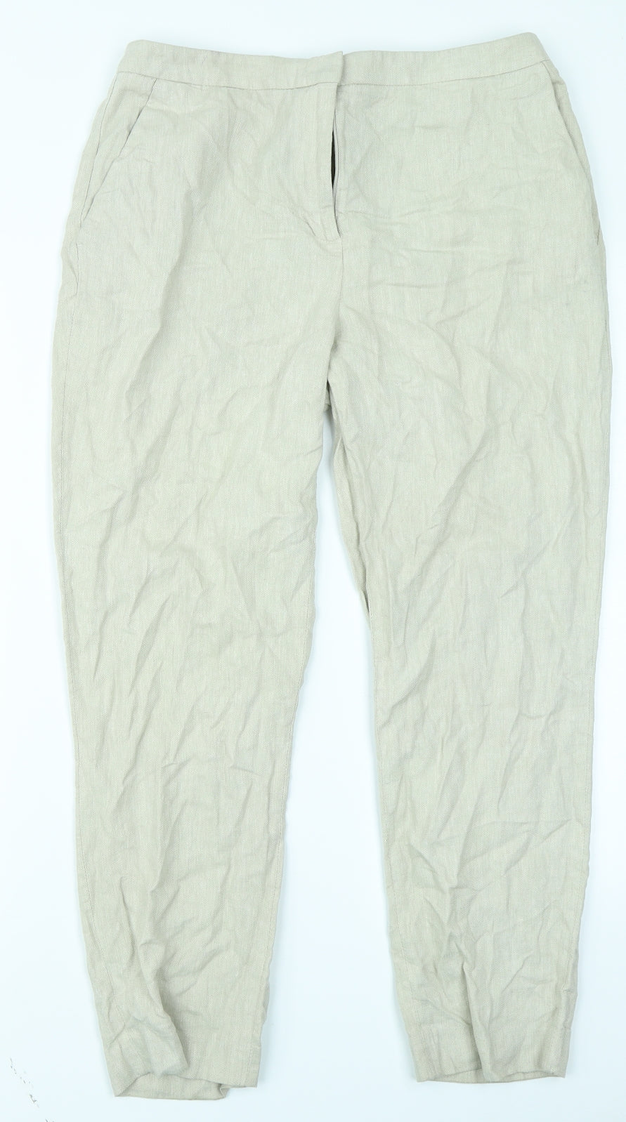 H&M Womens Beige   Chino Trousers Size 12 L25 in