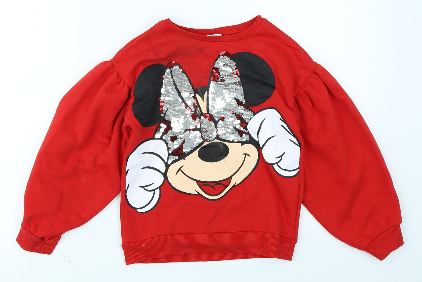 Matalan Girls Red   Pullover Sweatshirt Size 8 Years  - Minnie Mouse Puff sleeve