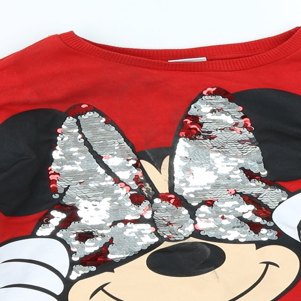 Matalan Girls Red   Pullover Sweatshirt Size 8 Years  - Minnie Mouse Puff sleeve