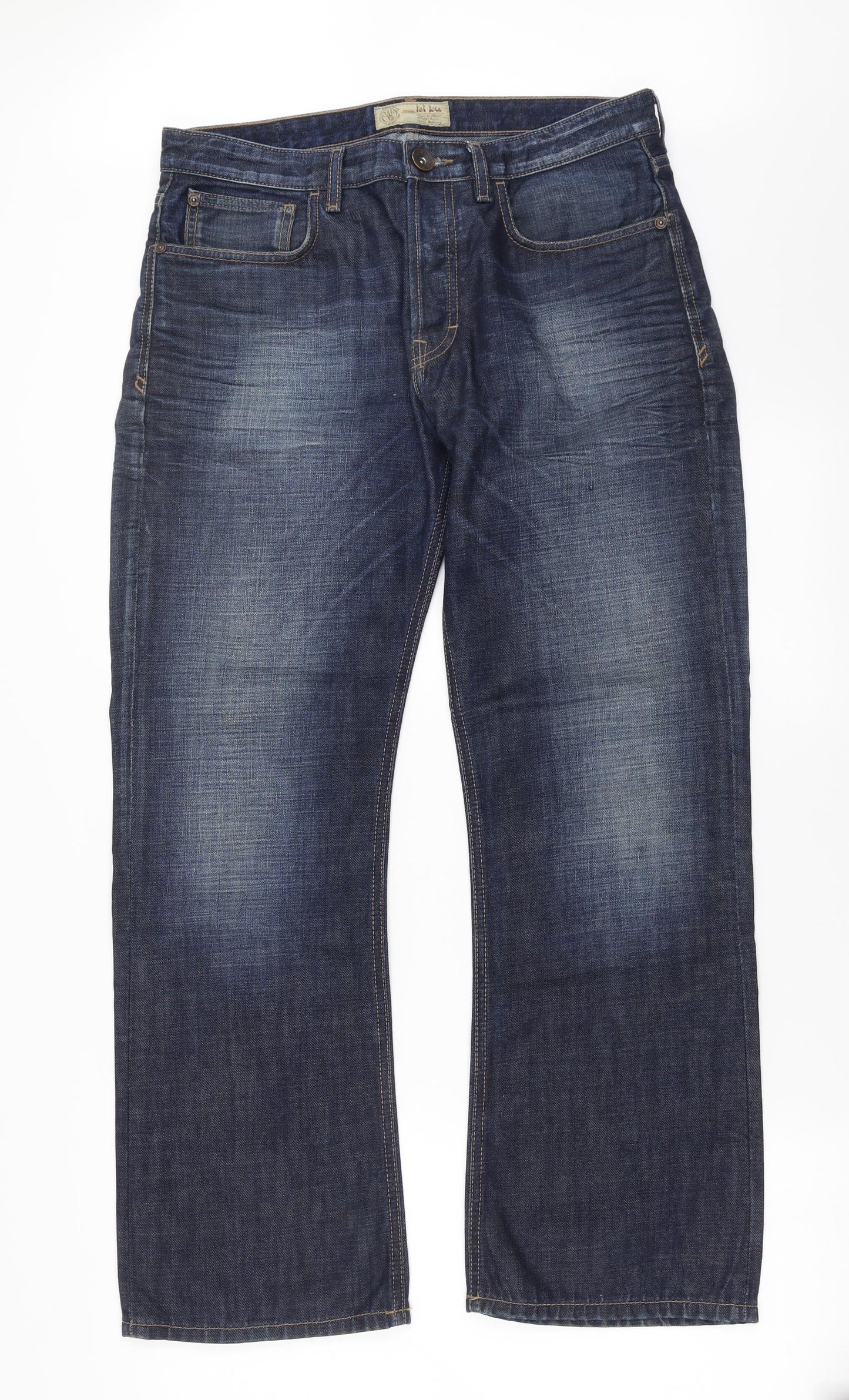 Fat Face Mens Blue  Denim Bootcut Jeans Size 32 in L30 in - Bootcut