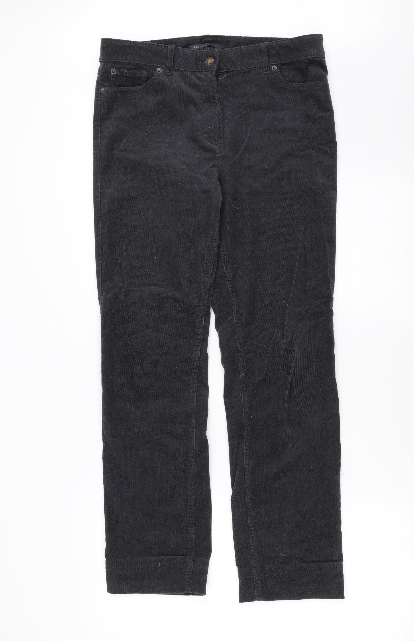 Marks and Spencer Womens Grey  Corduroy Trousers  Size 12 L29 in