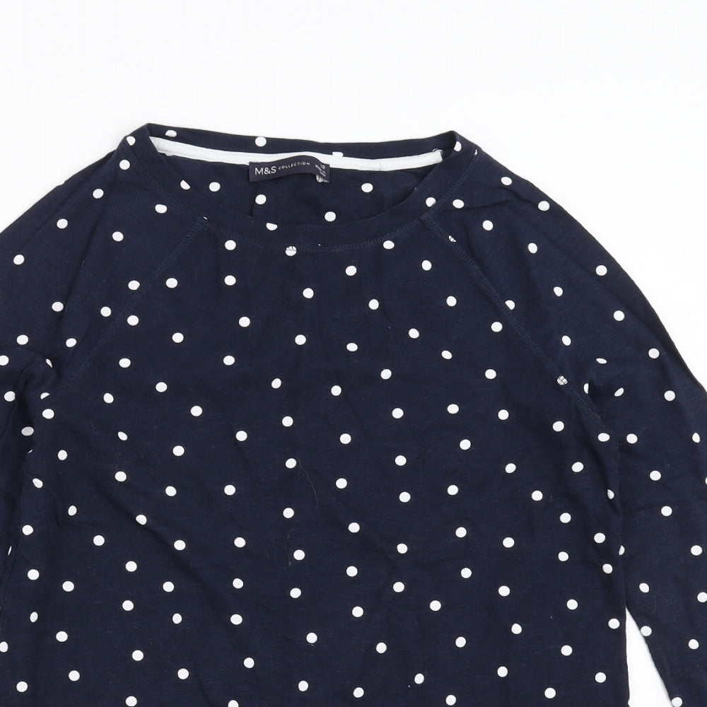 Marks and Spencer Womens Blue Polka Dot  Basic T-Shirt Size 10