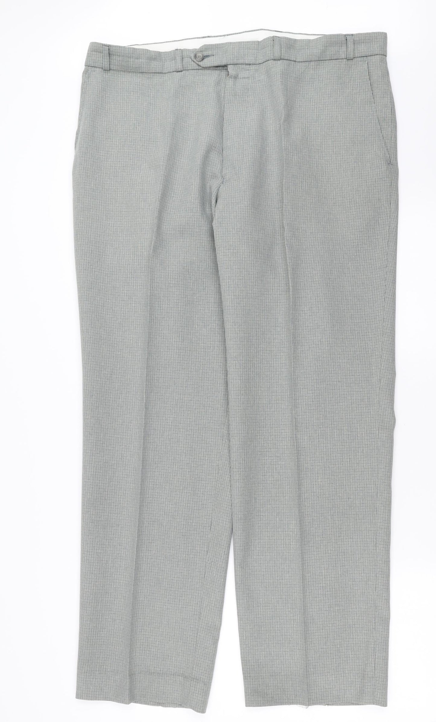 Essentials Mens Green Houndstooth  Trousers  Size 40 in L31 in