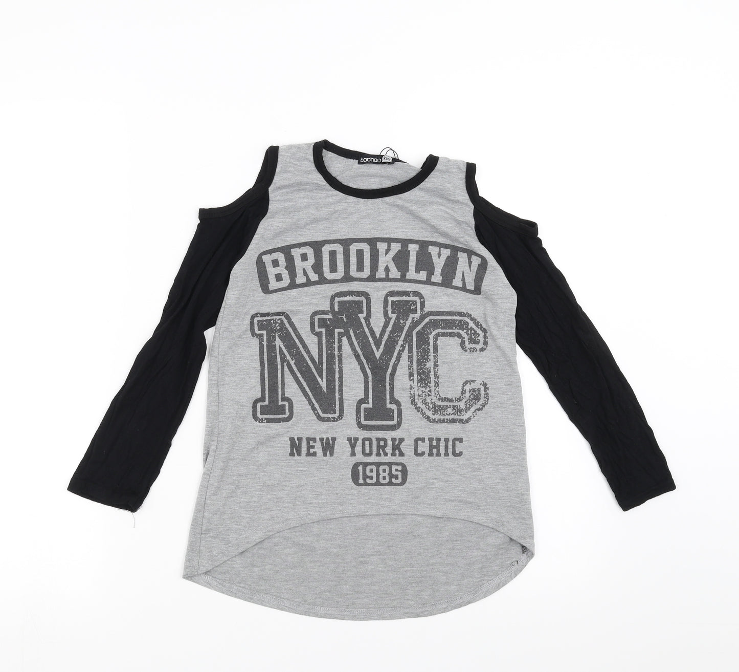 Boohoo Girls Grey   Basic T-Shirt Size 7-8 Years  - nyc
