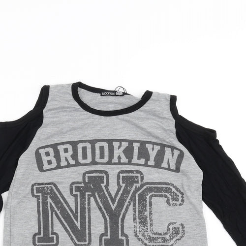 Boohoo Girls Grey   Basic T-Shirt Size 7-8 Years  - nyc
