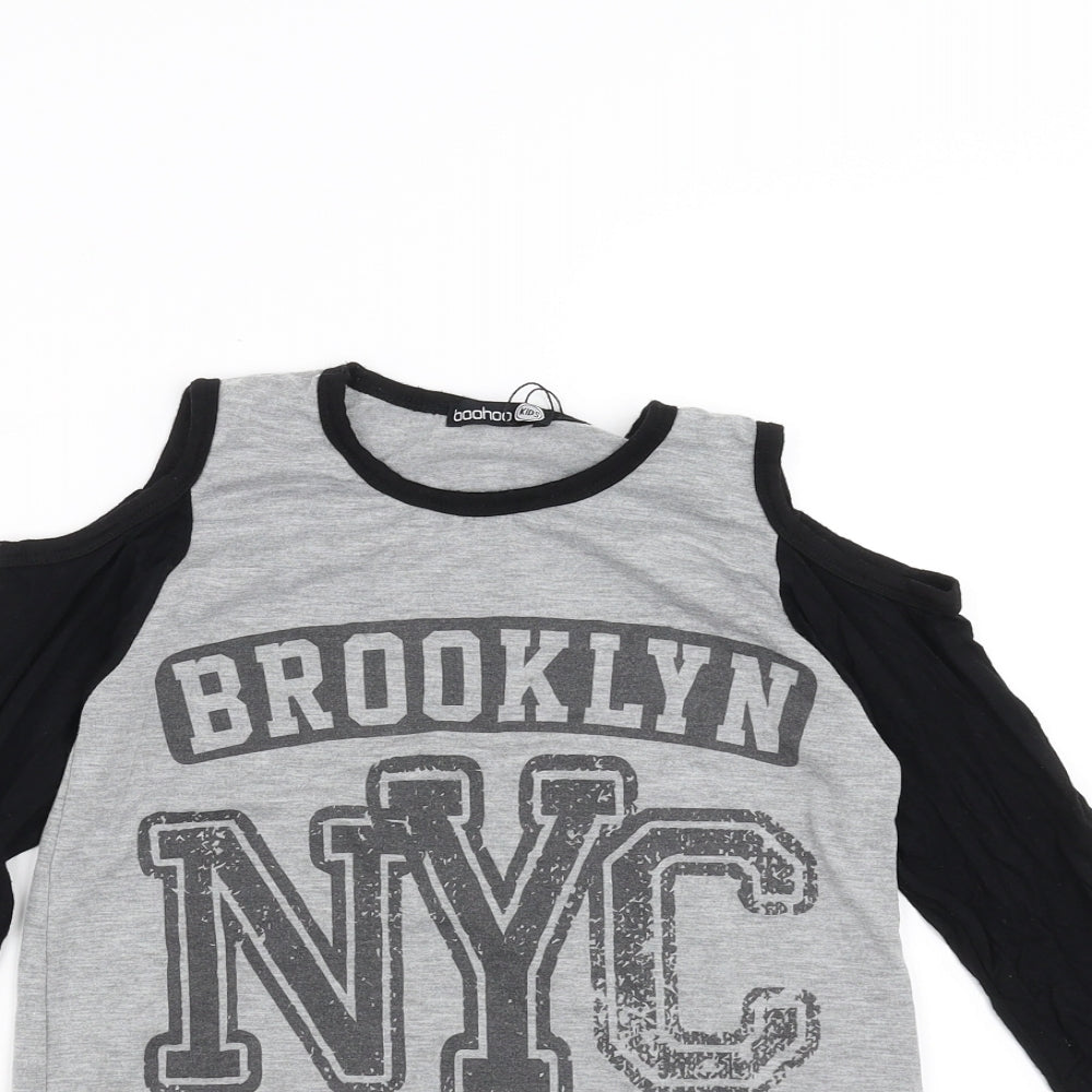 Boohoo Girls Grey   Basic T-Shirt Size 7-8 Years  - nyc
