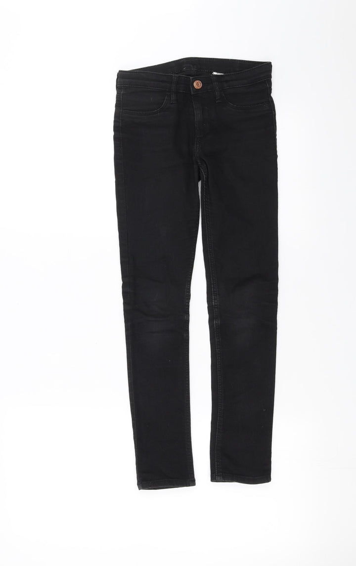 H&M Girls Black  Denim Skinny Jeans Size 8-9 Years