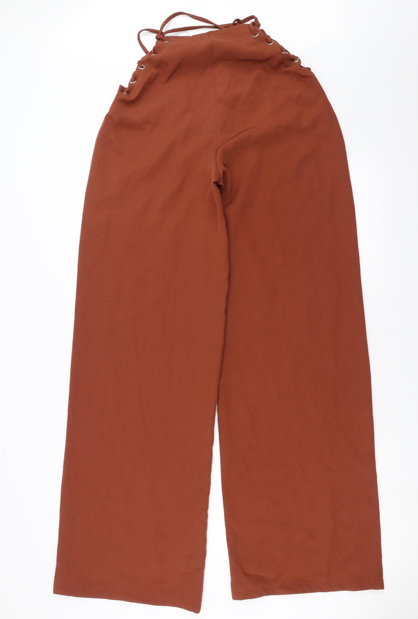 PRETTYLITTLETHING Womens Brown   Trousers  Size 10 L34 in - tie side detail