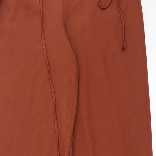 PRETTYLITTLETHING Womens Brown   Trousers  Size 10 L34 in - tie side detail