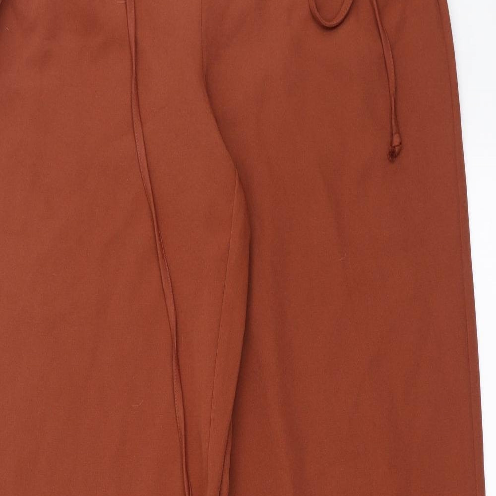 PRETTYLITTLETHING Womens Brown   Trousers  Size 10 L34 in - tie side detail
