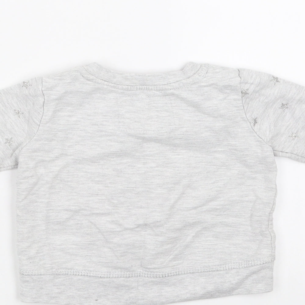 Primark Girls Grey   Pullover Jumper Size 6-9 Months  - unicorn