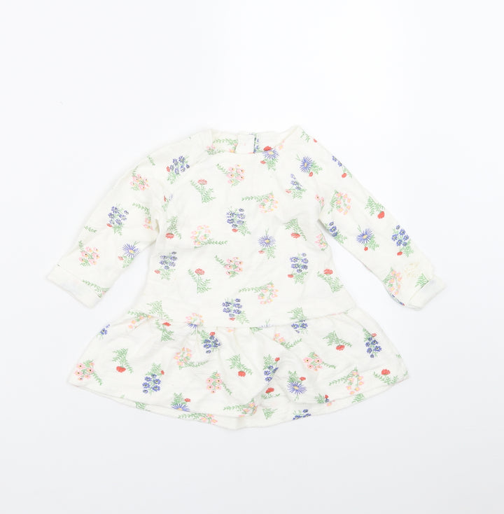 Dunnes Stores Girls White Floral  Fit & Flare  Size 6-9 Months