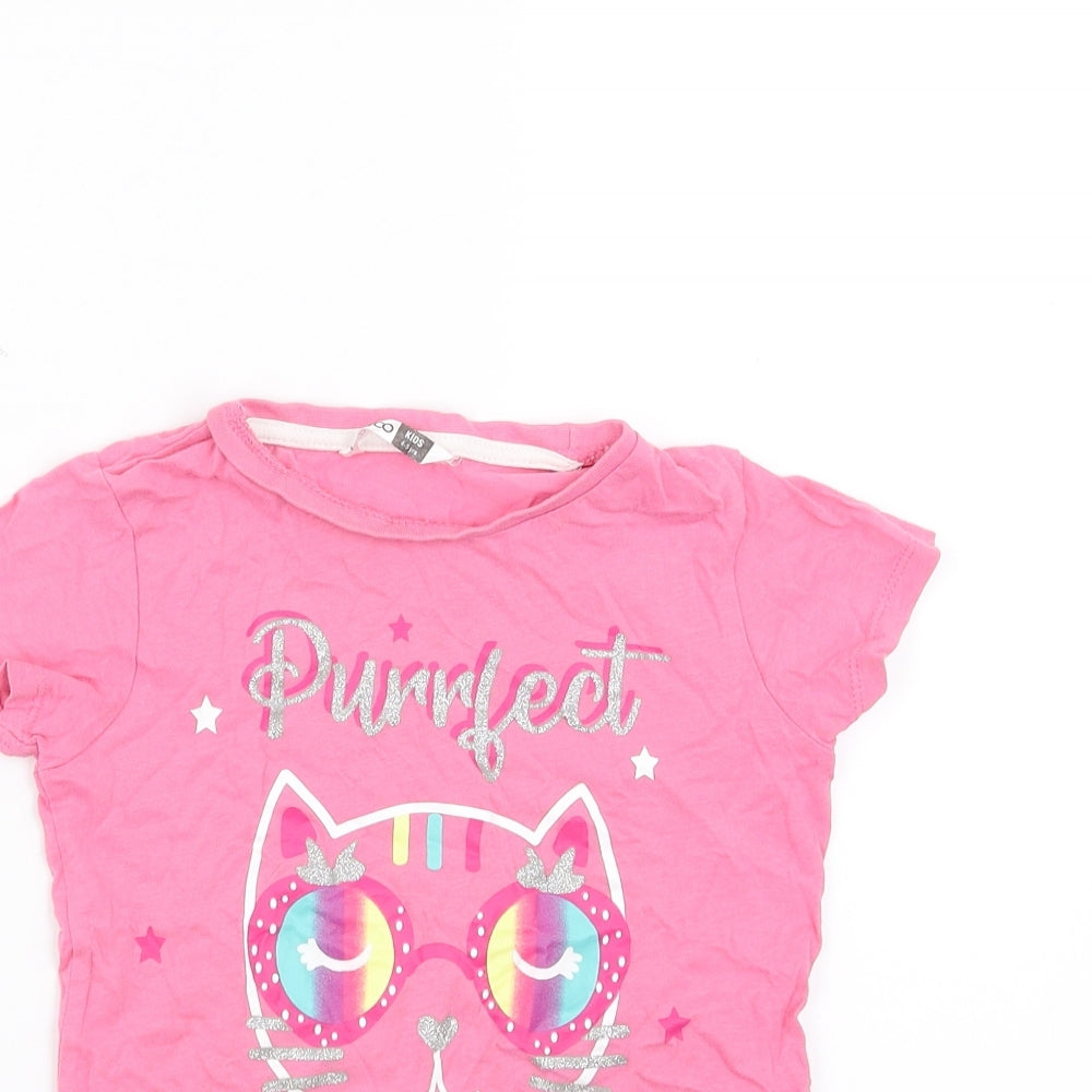 Pep&Co Girls Pink   Basic T-Shirt Size 4-5 Years  - cat