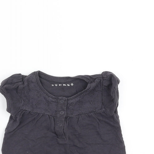Nutmeg Girls Grey   Basic T-Shirt Size 6-9 Months  - crochet detail