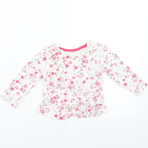Primark Girls White Floral  Basic T-Shirt Size 9-12 Months