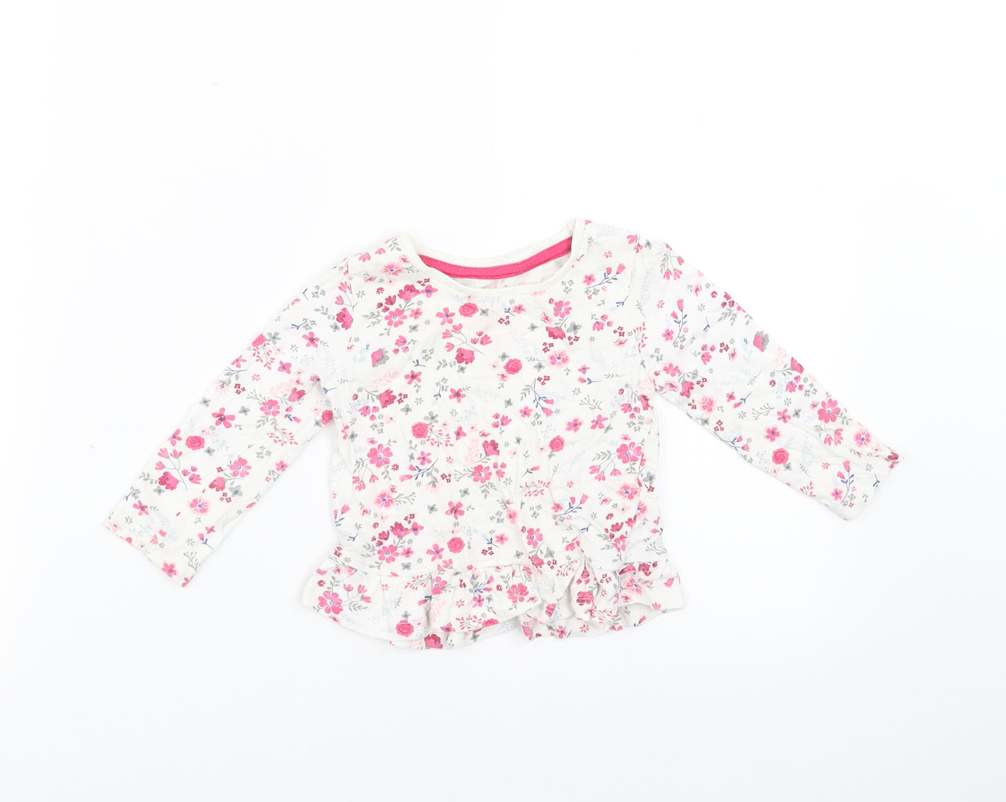 Primark Girls White Floral  Basic T-Shirt Size 9-12 Months