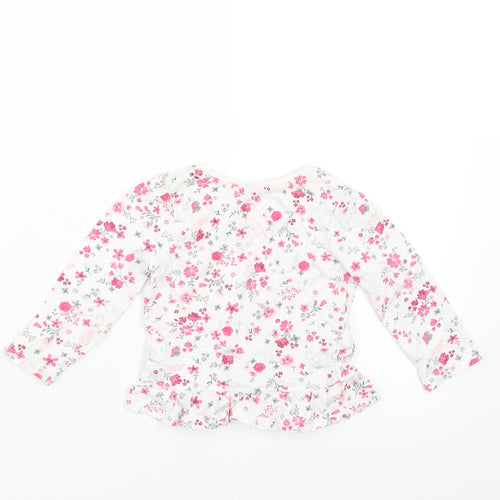 Primark Girls White Floral  Basic T-Shirt Size 9-12 Months