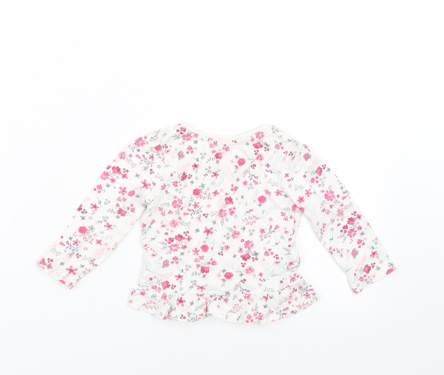 Primark Girls White Floral  Basic T-Shirt Size 9-12 Months