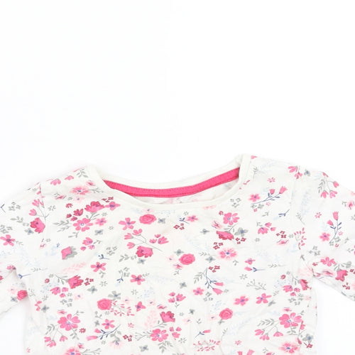 Primark Girls White Floral  Basic T-Shirt Size 9-12 Months