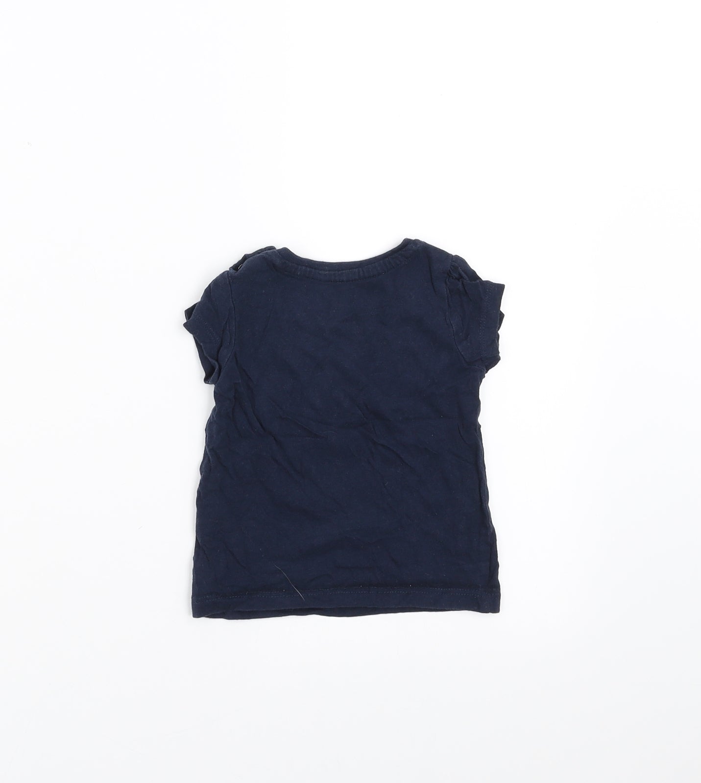 Primark Girls Blue   Basic T-Shirt Size 6-9 Months  - unicorn