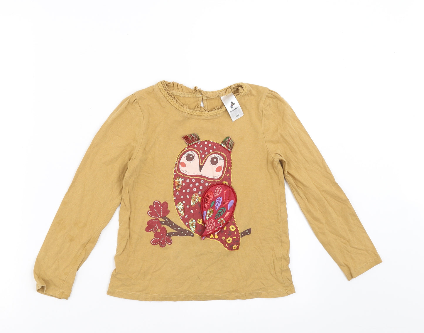 Palomino Girls Beige   Basic T-Shirt Size 8 Years  - owl
