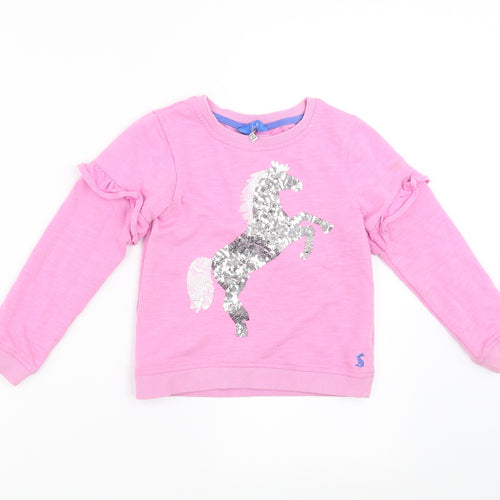 Joules Girls Pink   Pullover Sweatshirt Size 6 Years  - horse