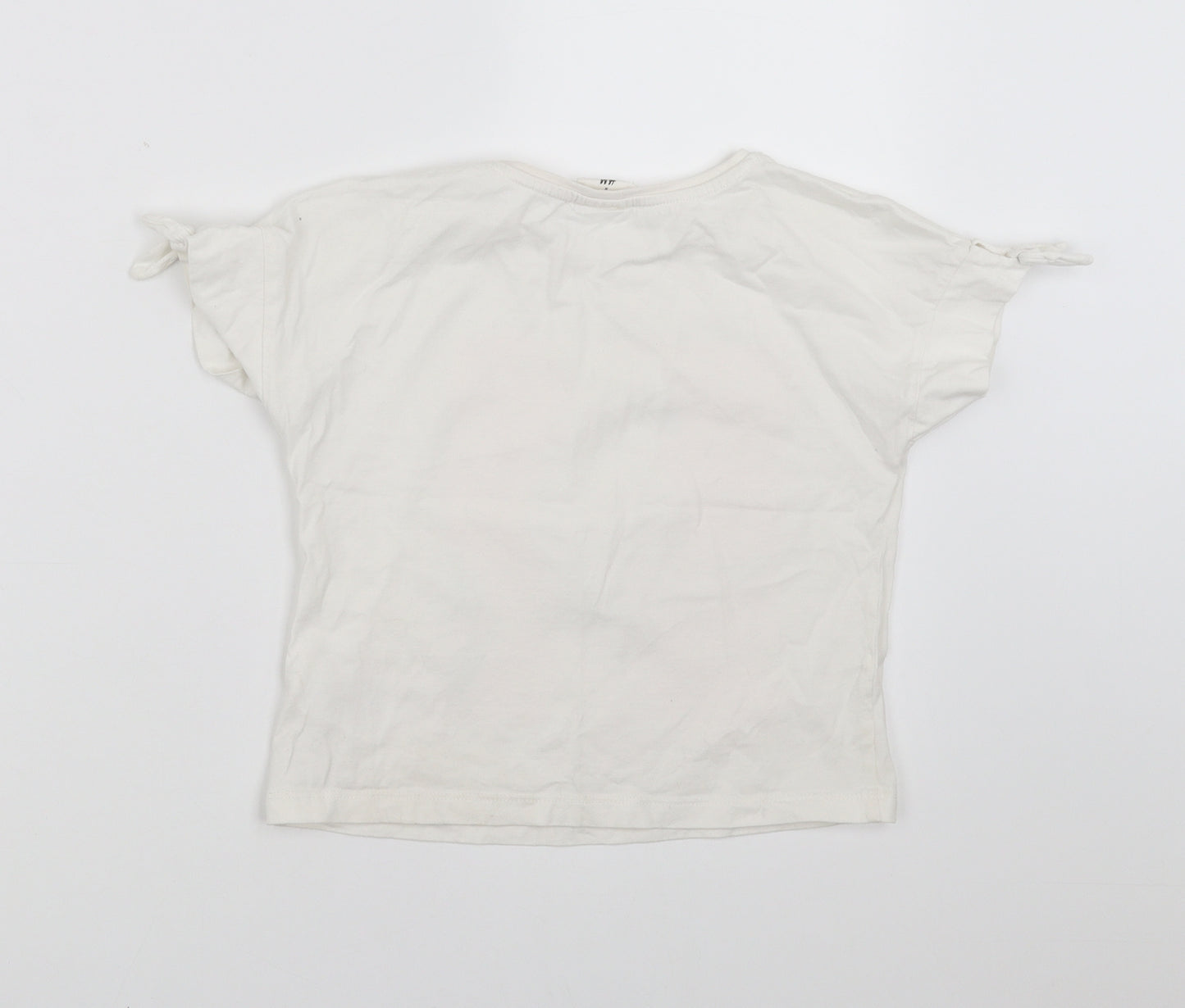 H&M Girls White   Basic T-Shirt Size 6-7 Years  - parrot