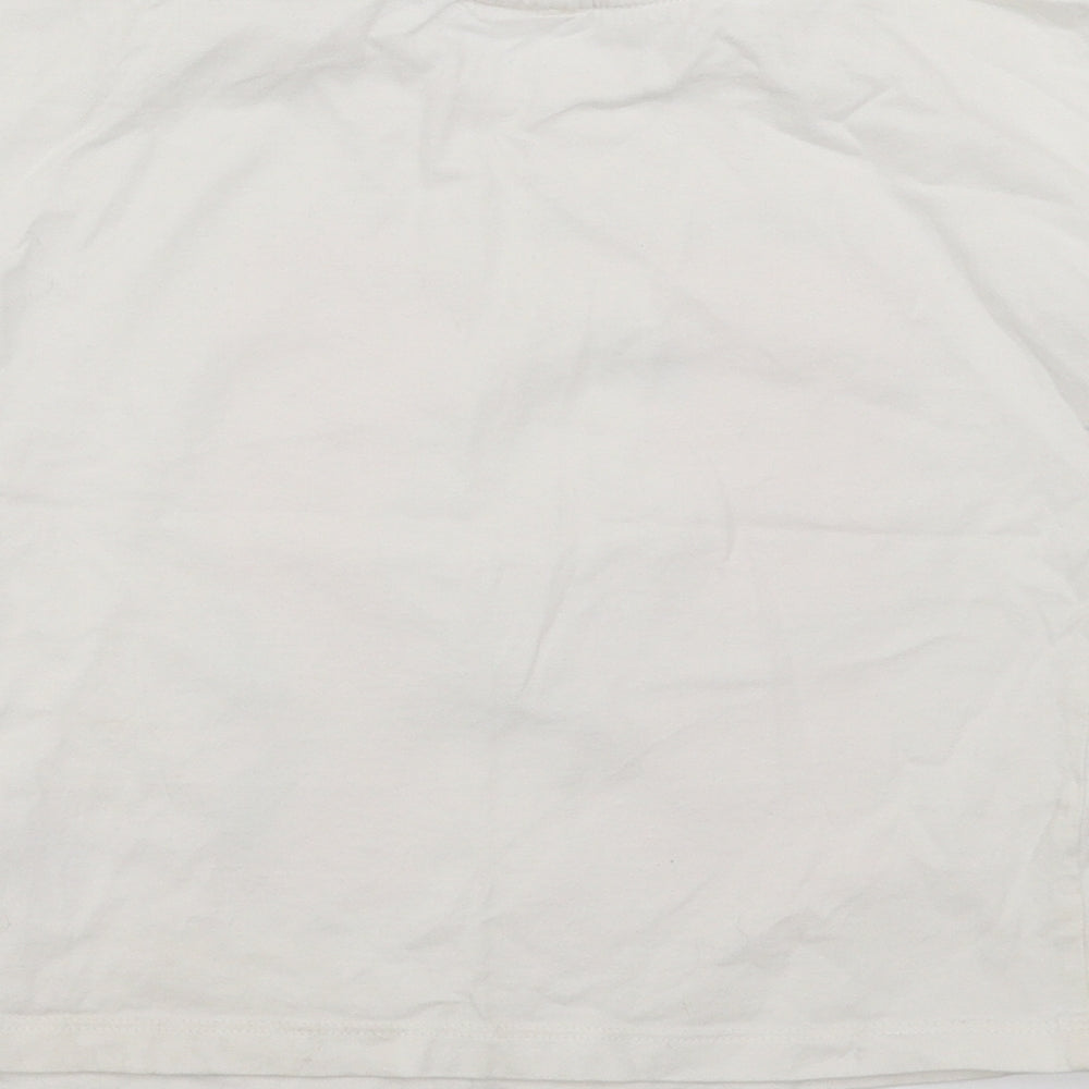 H&M Girls White   Basic T-Shirt Size 6-7 Years  - parrot