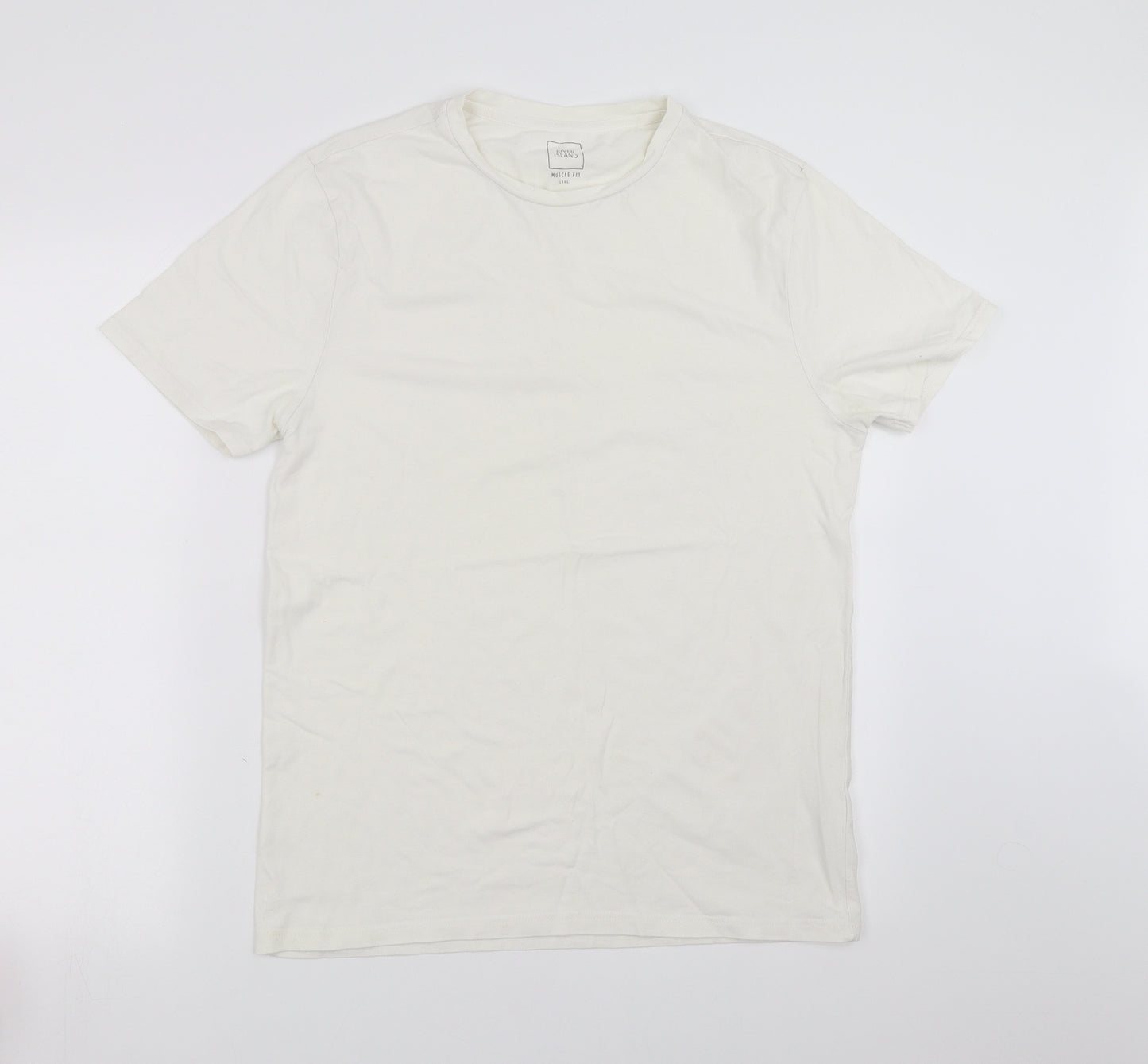 River Island Mens White    T-Shirt Size L  - Muscle Fit