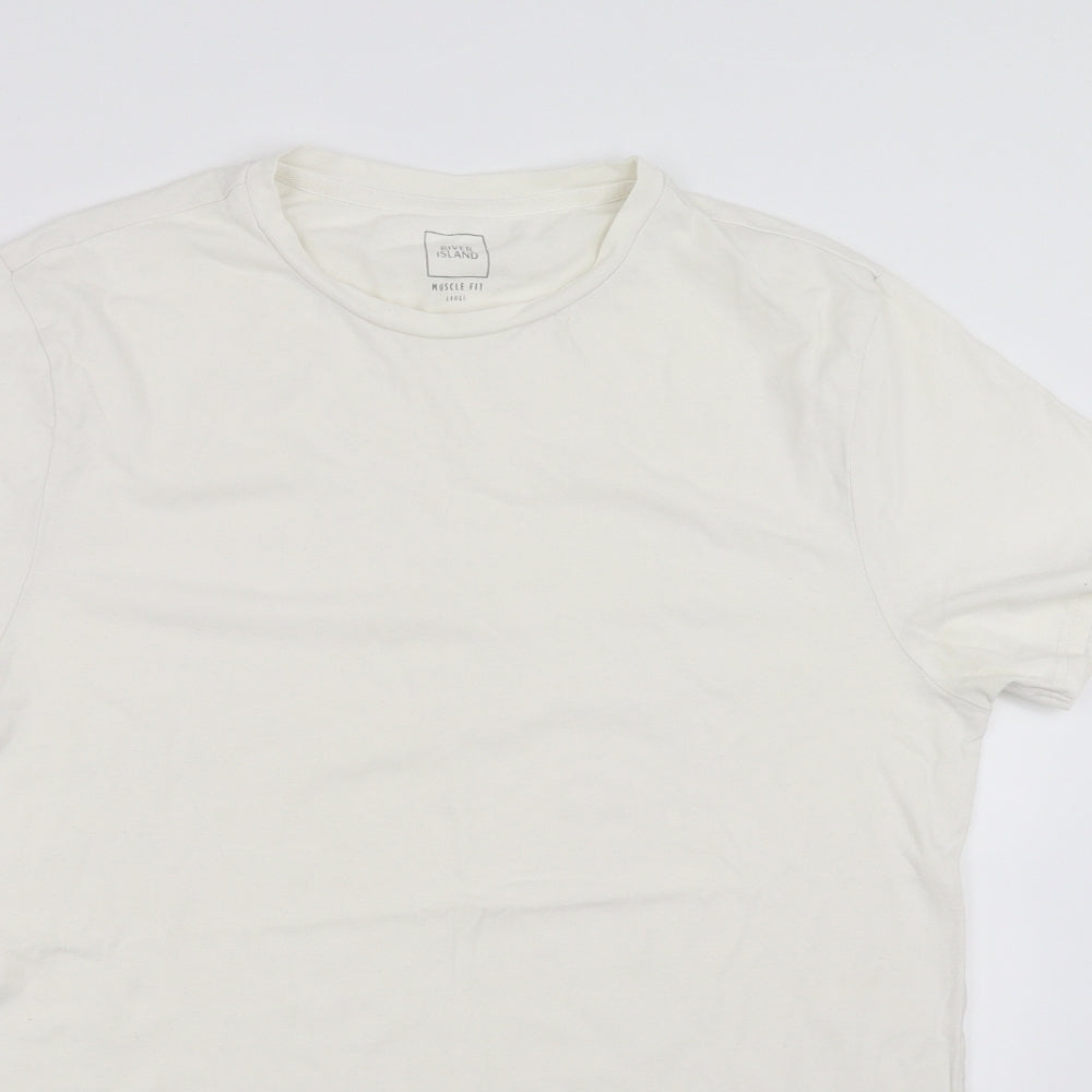 River Island Mens White    T-Shirt Size L  - Muscle Fit