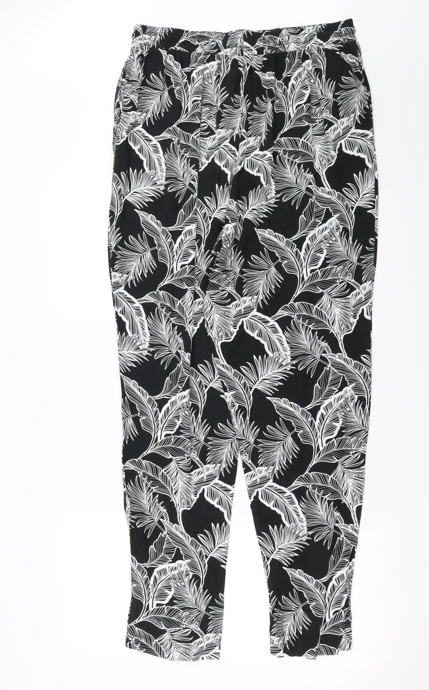 New Look Womens Black Floral  Trousers  Size 18 L31 in - Leaf Pattern