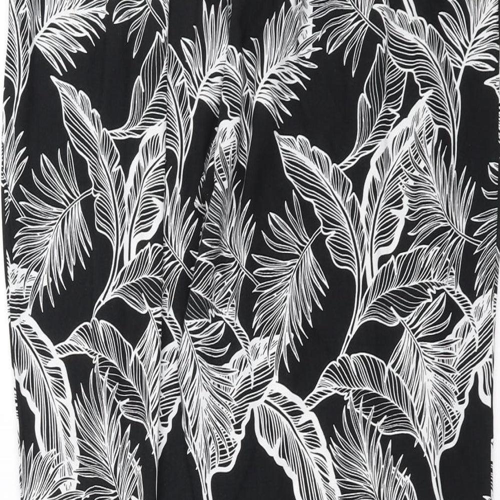 New Look Womens Black Floral  Trousers  Size 18 L31 in - Leaf Pattern