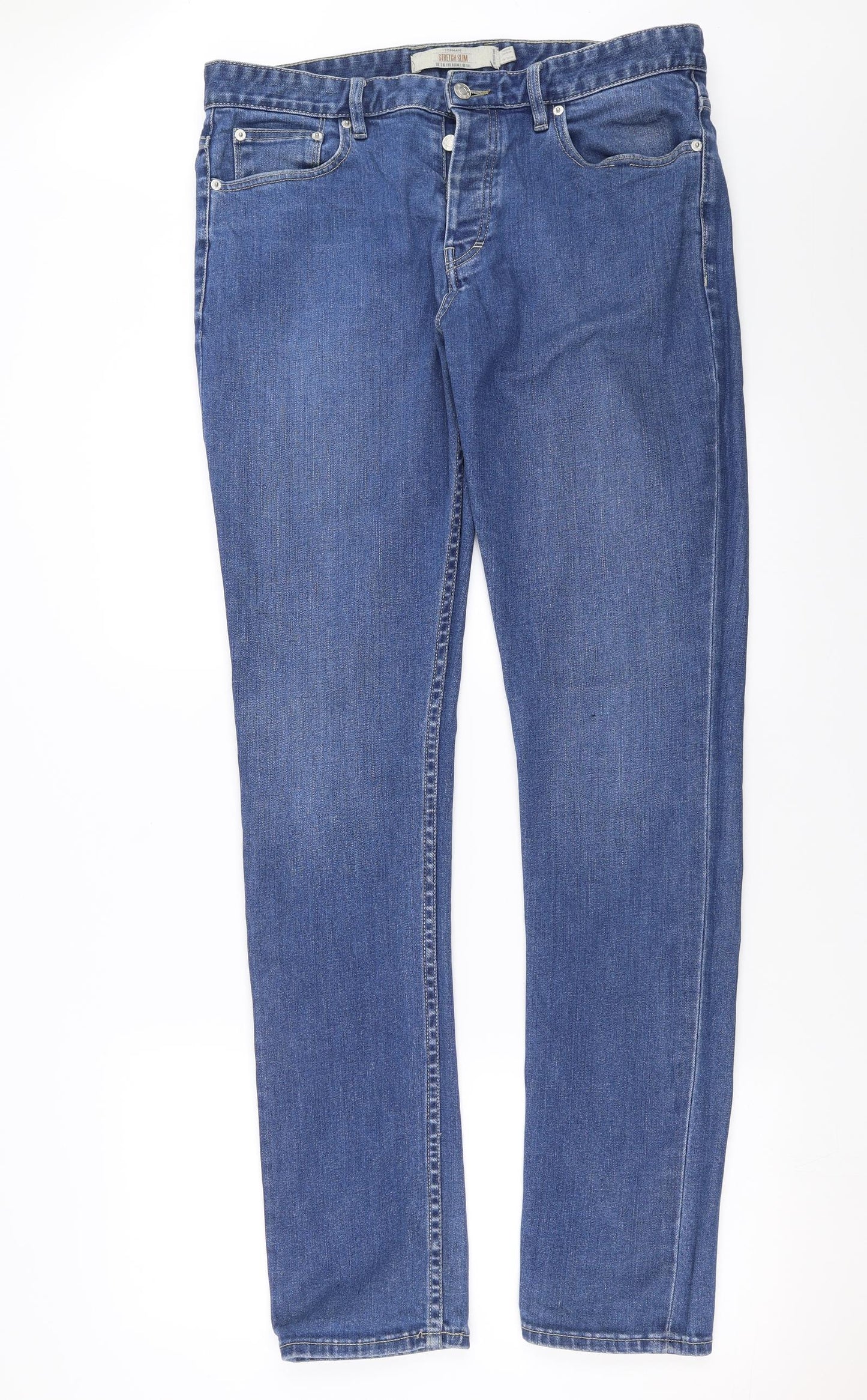 Topman Mens Blue  Denim Straight Jeans Size 34 in L34 in